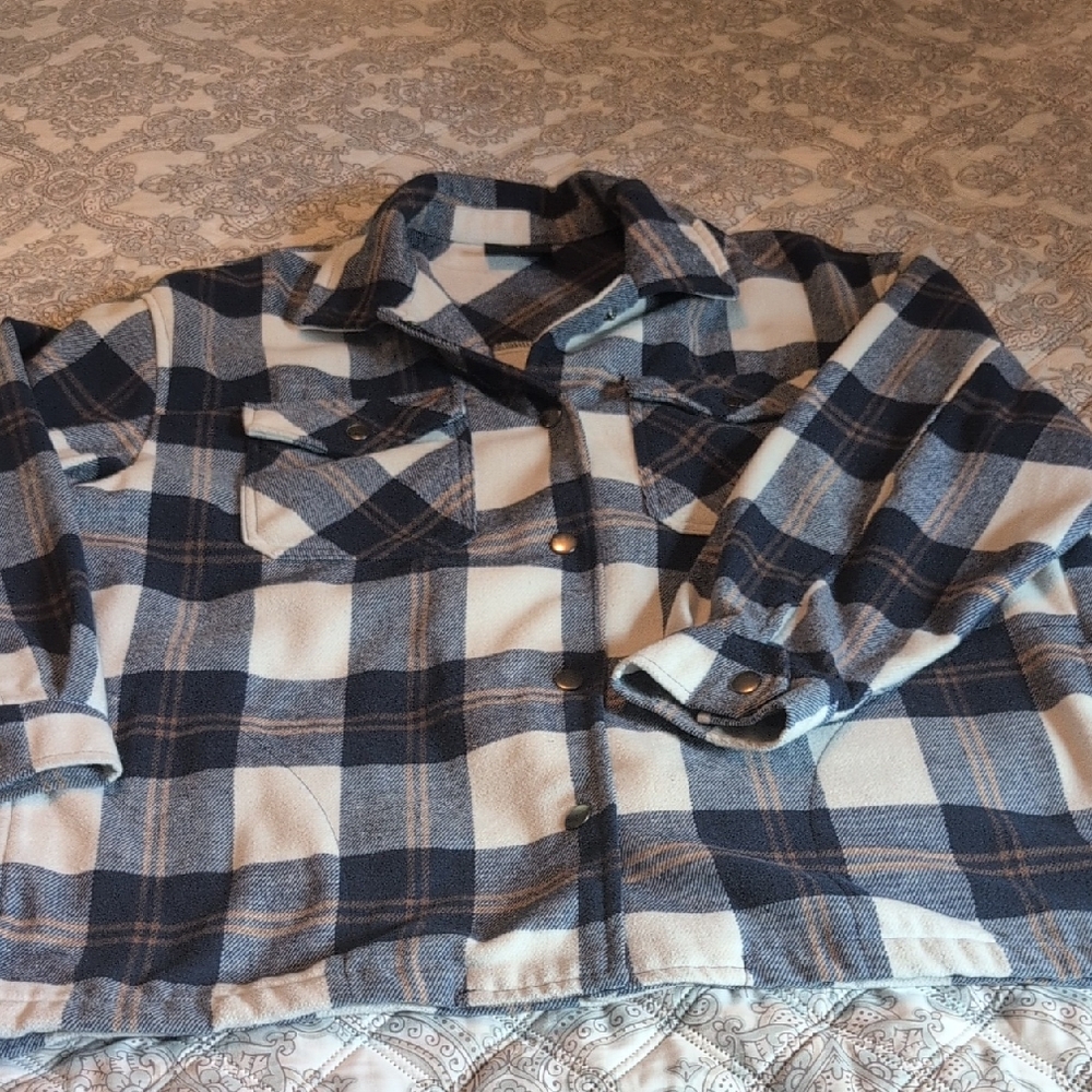 Plaid Button-Up Jacket - Picture 1 of 9